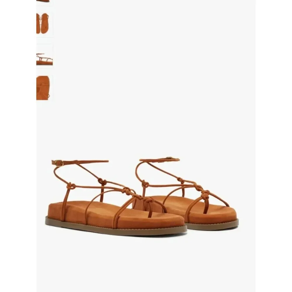 Schutz Calabria Strappy Suede Sporty Sandals – Orange/Brown – Size 10B – New